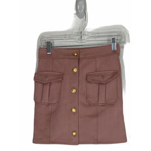 Rose Blush Button Down Straight Pencil Mini Skirt